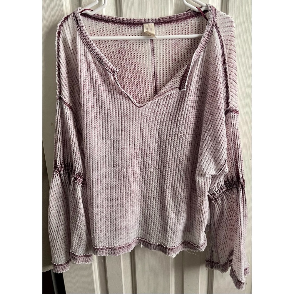 FREE PEOPLE PURPLE FLOWY TOP WITH BELL SLEEVES